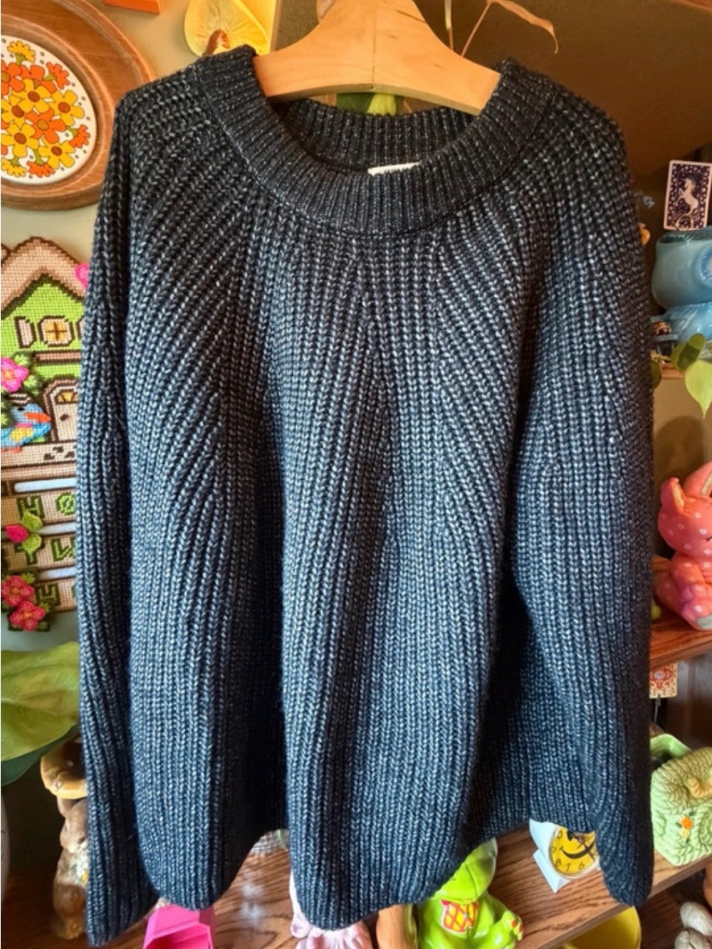 Zenana Outfitters Marled Dark Gray Crewneck Sweater